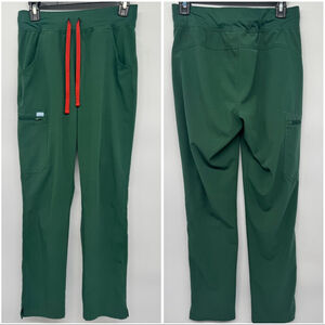 Lago Hunter Green Trillium Straight Leg Scrub Pants with Orange Drawstring XS